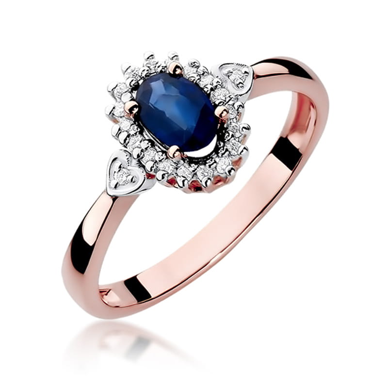Inel Aur 14K cu Safir 0.70 ct si Diamante Naturale 0.10 ct, imaginea 8 din 10