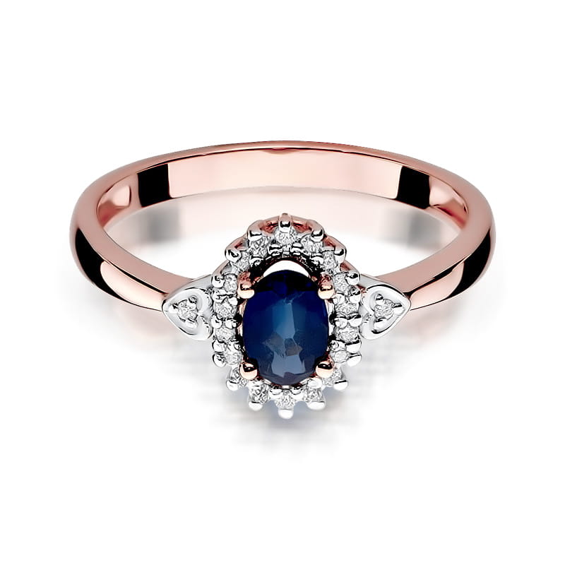 Inel Aur 14K cu Safir 0.70 ct si Diamante Naturale 0.10 ct, imaginea 9 din 10