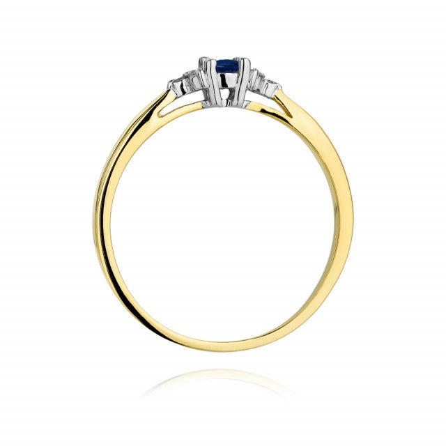 Inel Aur 14K cu Safir 0.15 ct si Diamante Naturale 0.03 ct, imaginea 3 din 10