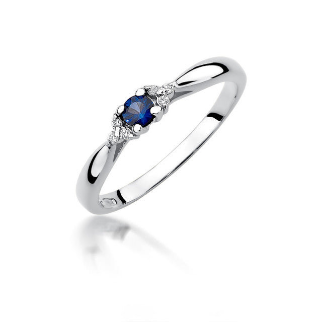 Inel Aur 14K cu Safir 0.15 ct si Diamante Naturale 0.03 ct, imaginea 5 din 10