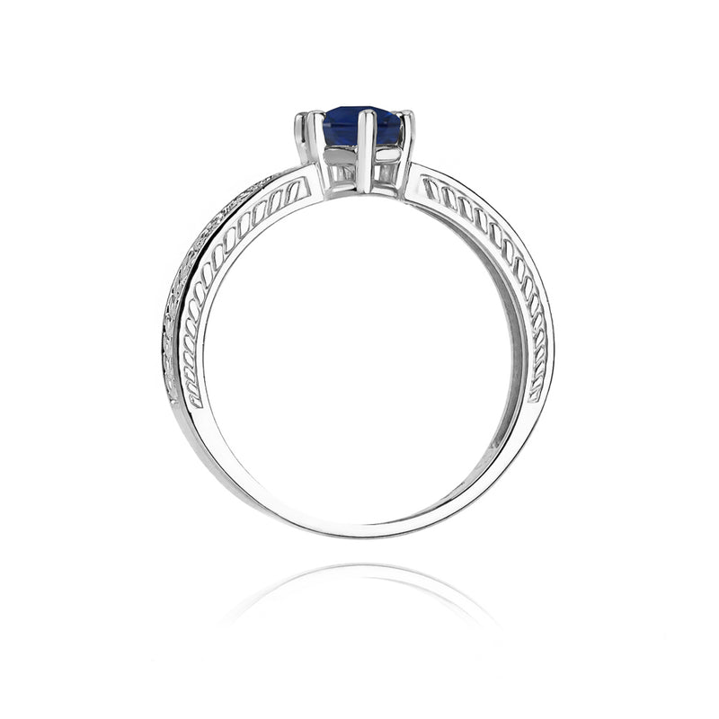 Inel Aur 14K cu Safir 0.50 ct si Diamante Naturale 0.08 ct, imaginea 7 din 10