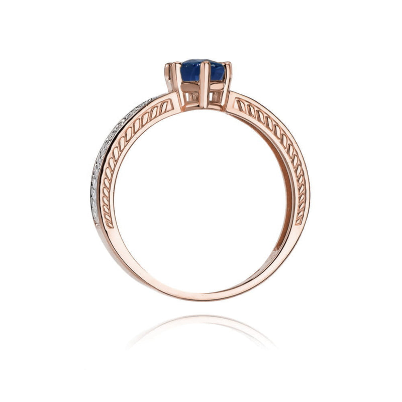 Inel Aur 14K cu Safir 0.50 ct si Diamante Naturale 0.08 ct, imaginea 10 din 10
