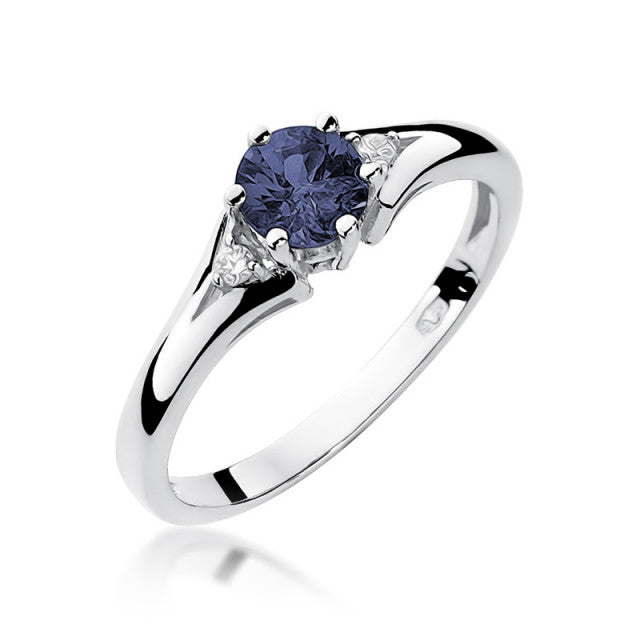 Inel Aur 14K cu Safir 0.50 ct si Diamante Naturale 0.03 ct, imaginea 5 din 10