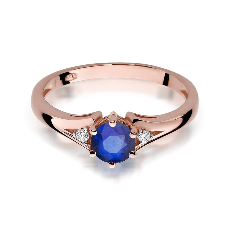 Inel Aur 14K cu Safir 0.50 ct si Diamante Naturale 0.03 ct, imaginea 9 din 10