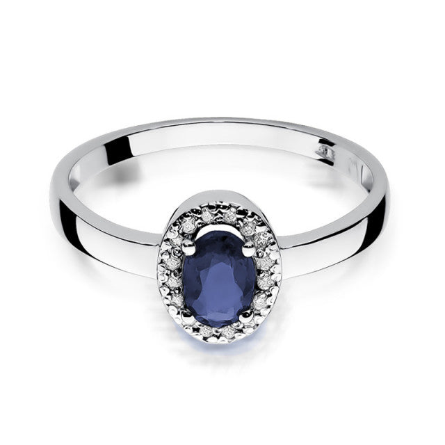 Inel Aur 14K cu Safir 0.70 ct si Diamante Naturale 0.08 ct, imaginea 6 din 10