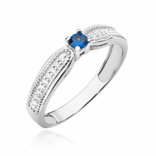 Inel Aur 14K cu Safir 0.15 ct si Diamante Naturale 0.09 ct, imaginea 5 din 10