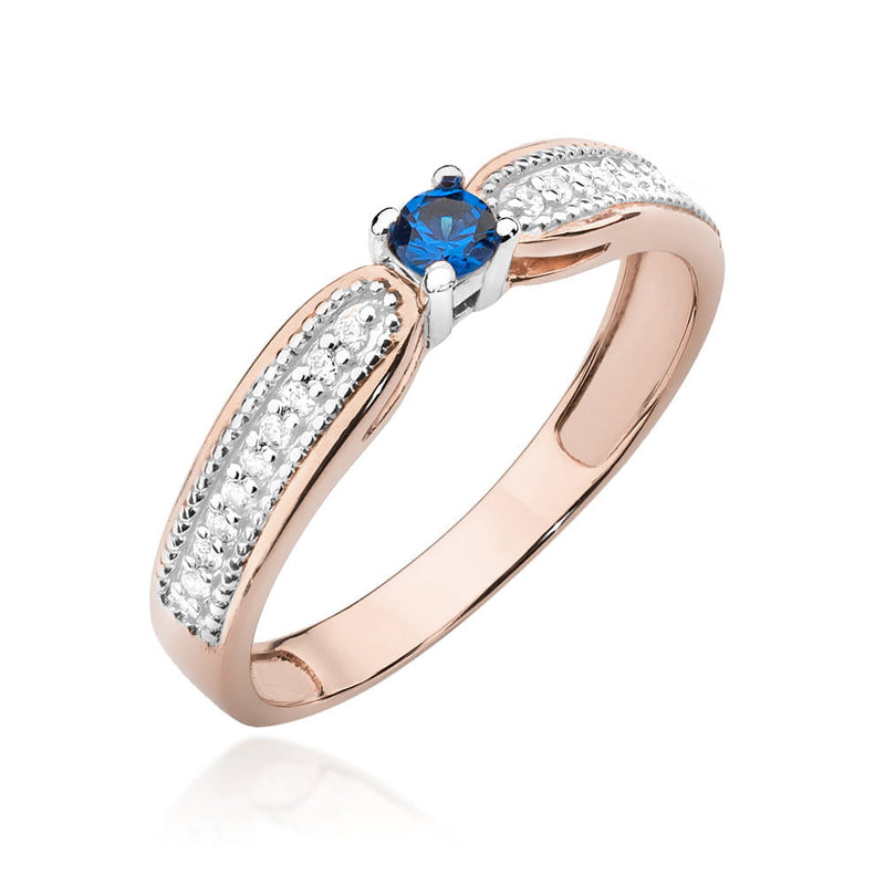 Inel Aur 14K cu Safir 0.15 ct si Diamante Naturale 0.09 ct, imaginea 8 din 10