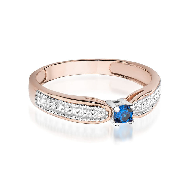 Inel Aur 14K cu Safir 0.15 ct si Diamante Naturale 0.09 ct, imaginea 9 din 10