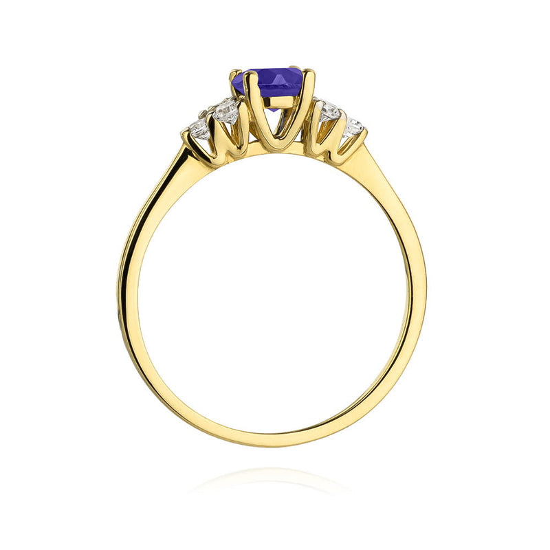 Inel Aur 14K cu Tanzanit 0.50 ct si Diamante Naturale 0.18 ct, imaginea 3 din 12