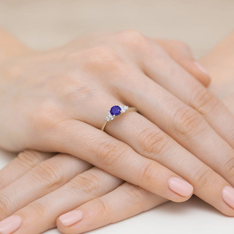 Inel Aur 14K cu Tanzanit 0.50 ct si Diamante Naturale 0.18 ct, imaginea 8 din 12