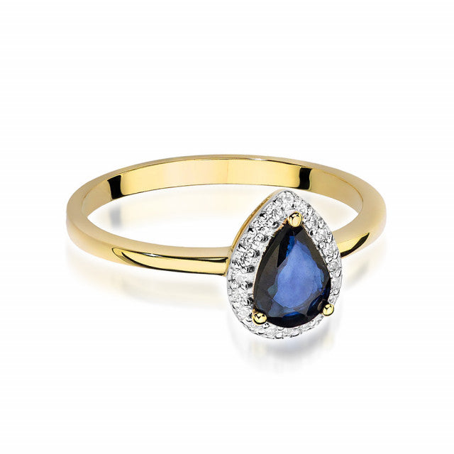 Inel Aur 14K cu Safir 0.60 ct si Diamante Naturale 0.10 ct, imaginea 2 din 11