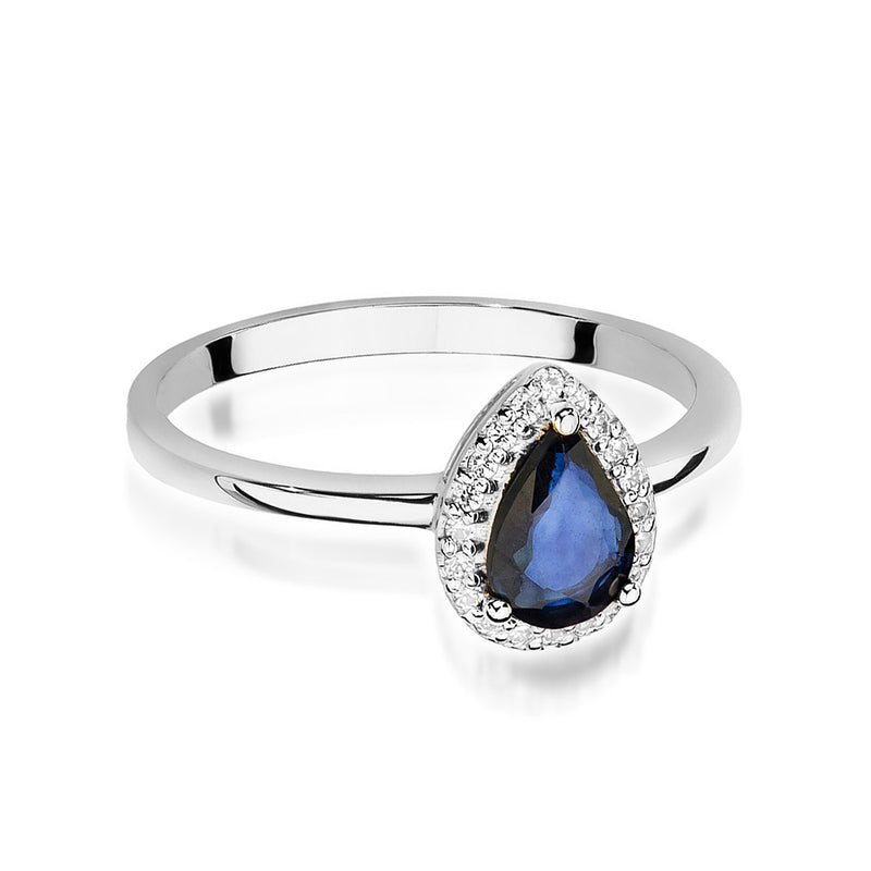 Inel Aur 14K cu Safir 0.60 ct si Diamante Naturale 0.10 ct, imaginea 6 din 11
