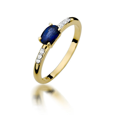 Inel Aur 14K cu Safir 0.70 ct si Diamante Naturale 0.03 ct