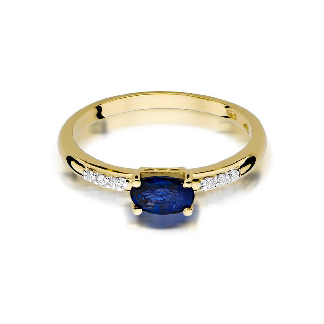 Inel Aur 14K cu Safir 0.70 ct si Diamante Naturale 0.03 ct, imaginea 2 din 11