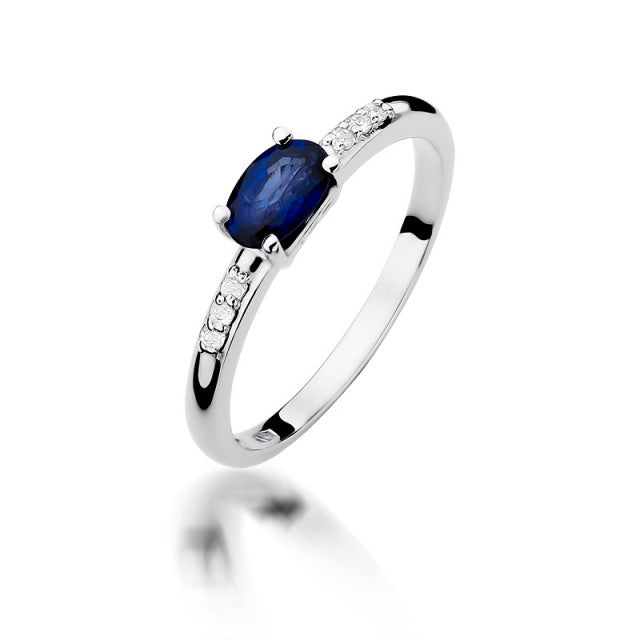Inel Aur 14K cu Safir 0.70 ct si Diamante Naturale 0.03 ct, imaginea 5 din 11