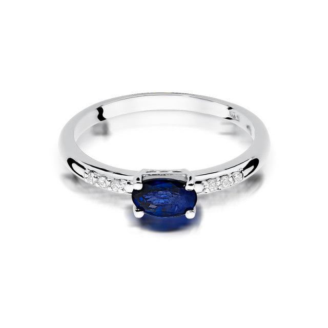 Inel Aur 14K cu Safir 0.70 ct si Diamante Naturale 0.03 ct, imaginea 6 din 11