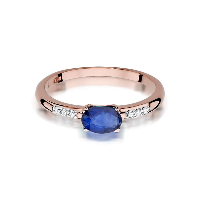 Inel Aur 14K cu Safir 0.70 ct si Diamante Naturale 0.03 ct, imaginea 9 din 11