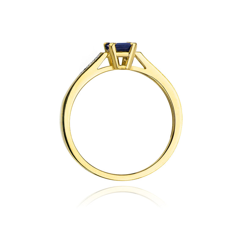 Inel Aur 14K cu Safir 0.60 ct si Diamante Naturale 0.04 ct, imaginea 3 din 11