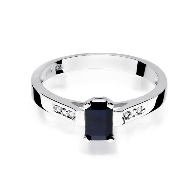 Inel Aur 14K cu Safir 0.60 ct si Diamante Naturale 0.04 ct, imaginea 6 din 11