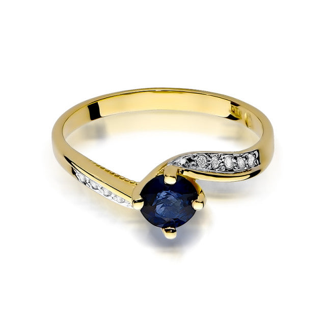 Inel Aur 14K cu Safir 0.50 ct si Diamante Naturale 0.05 ct, imaginea 2 din 10