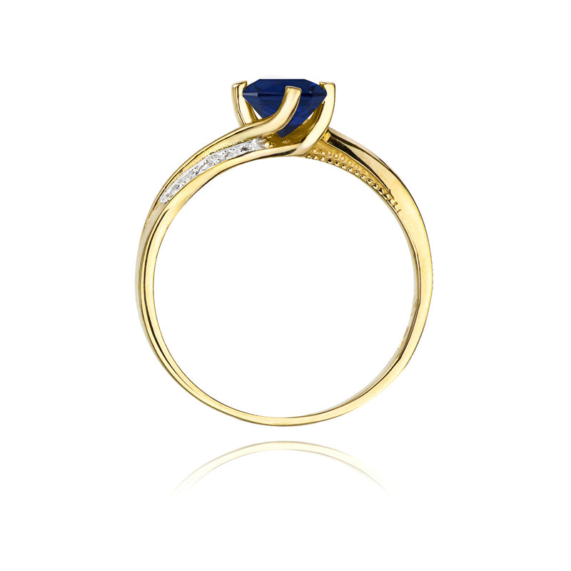Inel Aur 14K cu Safir 0.50 ct si Diamante Naturale 0.05 ct, imaginea 3 din 10