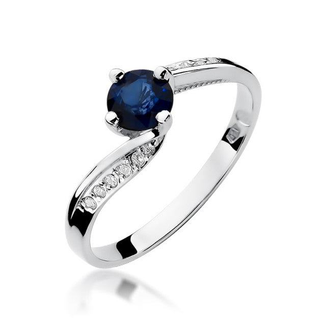 Inel Aur 14K cu Safir 0.50 ct si Diamante Naturale 0.05 ct, imaginea 5 din 10