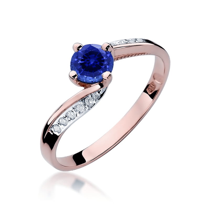 Inel Aur 14K cu Safir 0.50 ct si Diamante Naturale 0.05 ct, imaginea 8 din 10