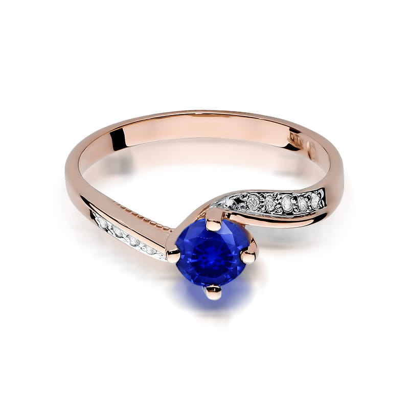 Inel Aur 14K cu Safir 0.50 ct si Diamante Naturale 0.05 ct, imaginea 9 din 10
