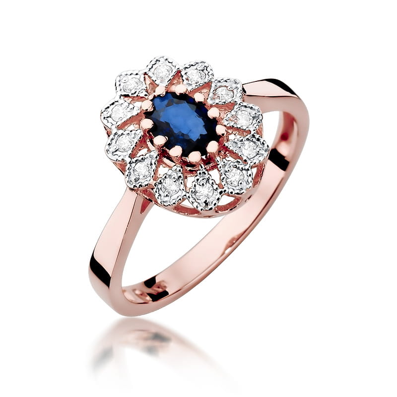 Inel Aur 14K cu Safir 0.70 ct si Diamante Naturale 0.10 ct, imaginea 8 din 11