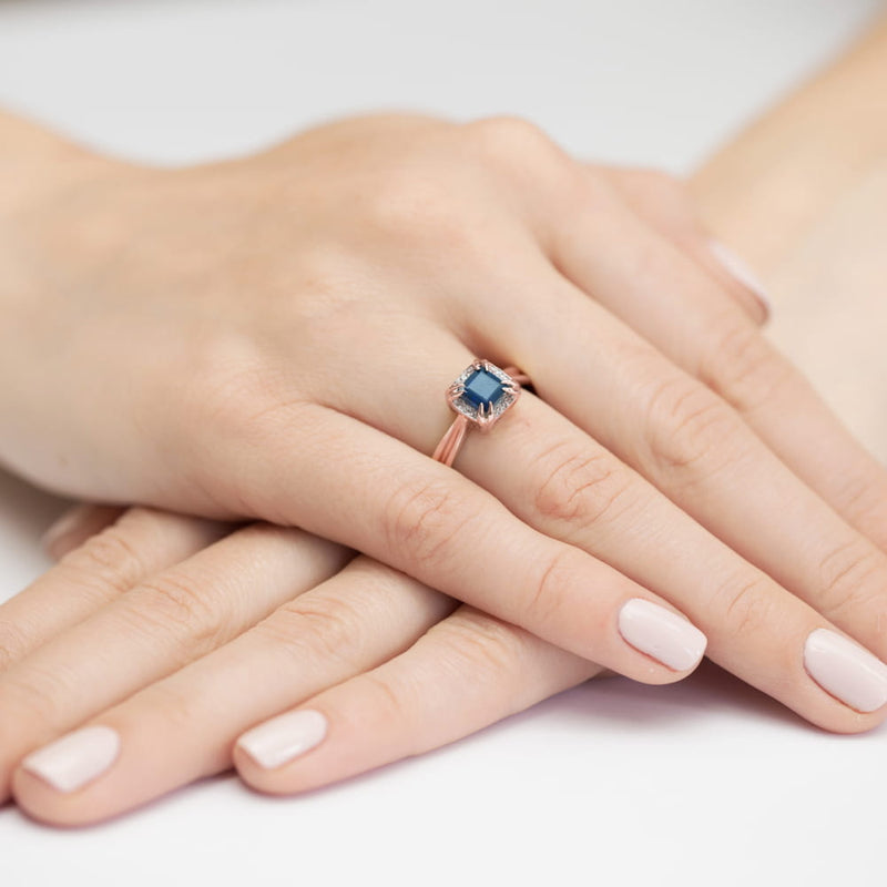 Inel Aur 14K cu Safir 0.70 ct si Diamante Naturale 0.06 ct, imaginea 12 din 12