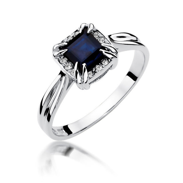Inel Aur 14K cu Safir 0.70 ct si Diamante Naturale 0.06 ct, imaginea 5 din 12