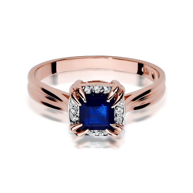 Inel Aur 14K cu Safir 0.70 ct si Diamante Naturale 0.06 ct, imaginea 10 din 12