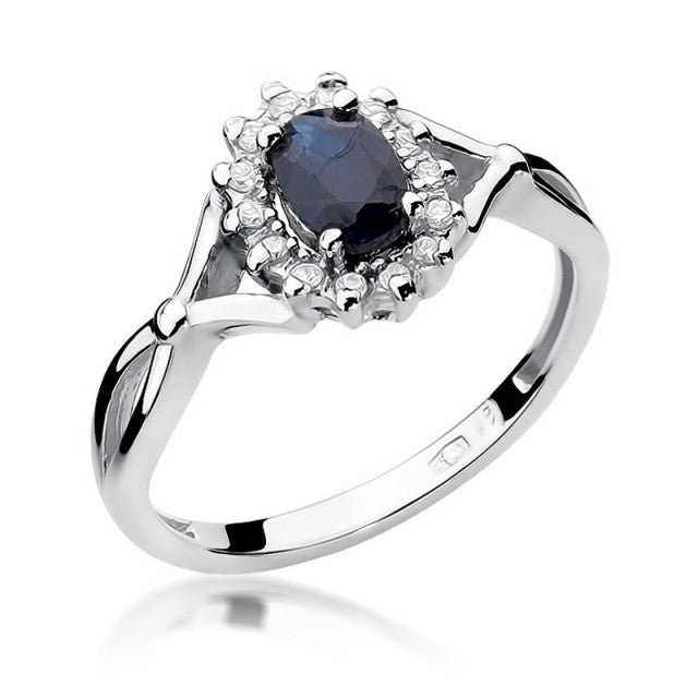 Inel Aur 14K cu Safir 0.70 ct si Diamante Naturale 0.12 ct, imaginea 5 din 11
