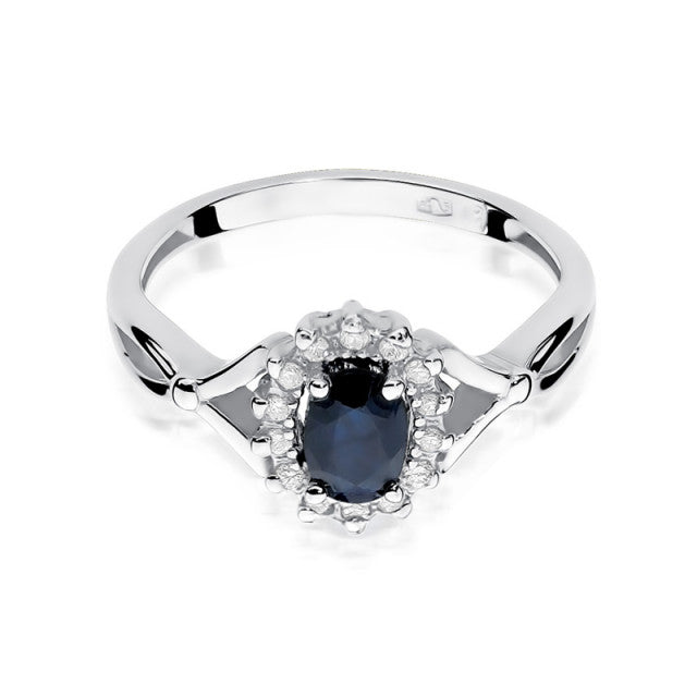 Inel Aur 14K cu Safir 0.70 ct si Diamante Naturale 0.12 ct, imaginea 6 din 11