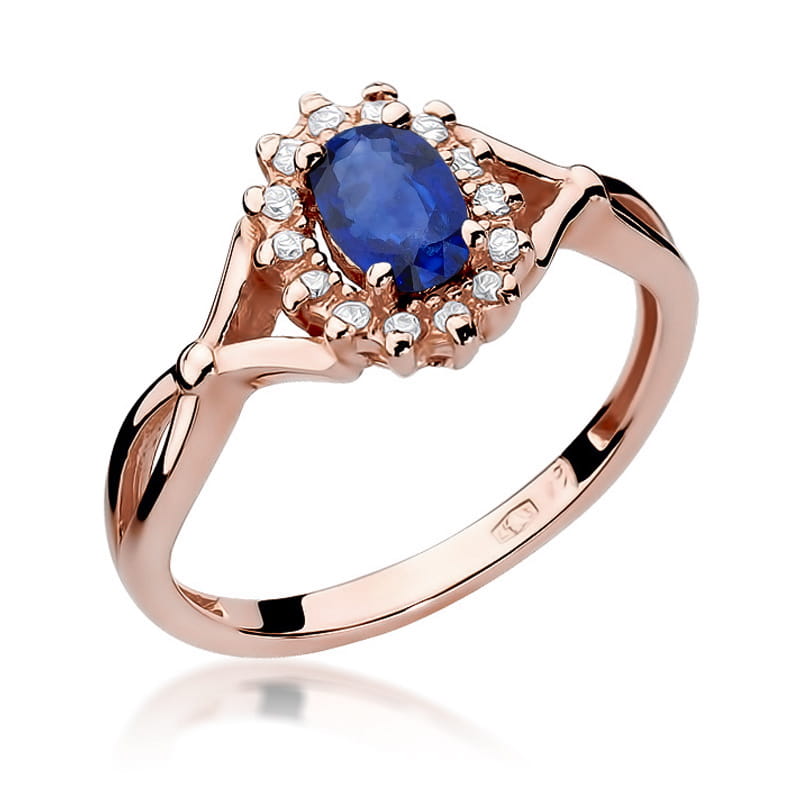 Inel Aur 14K cu Safir 0.70 ct si Diamante Naturale 0.12 ct, imaginea 8 din 11