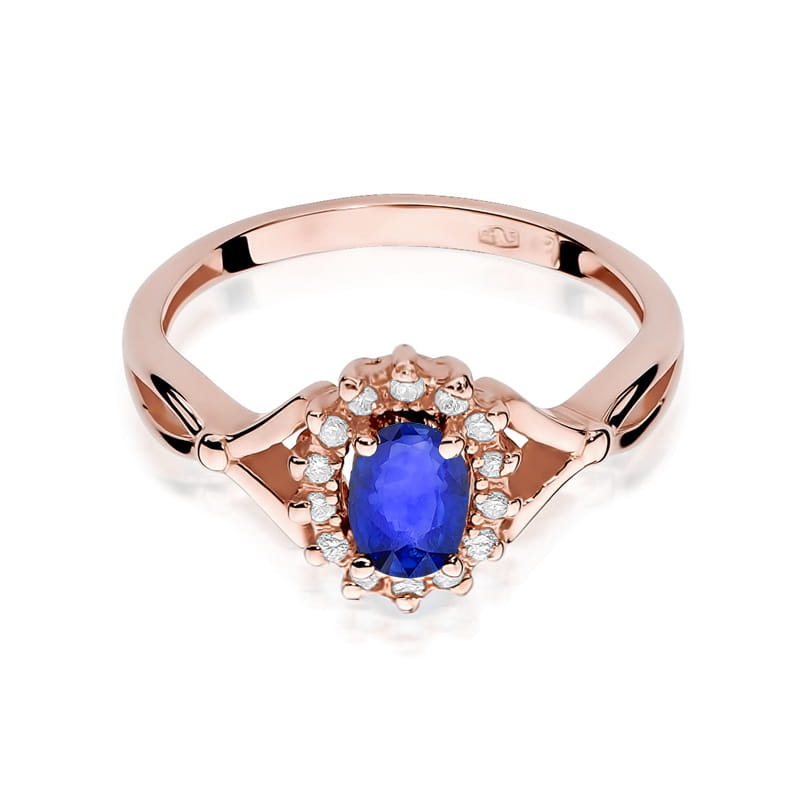 Inel Aur 14K cu Safir 0.70 ct si Diamante Naturale 0.12 ct, imaginea 9 din 11