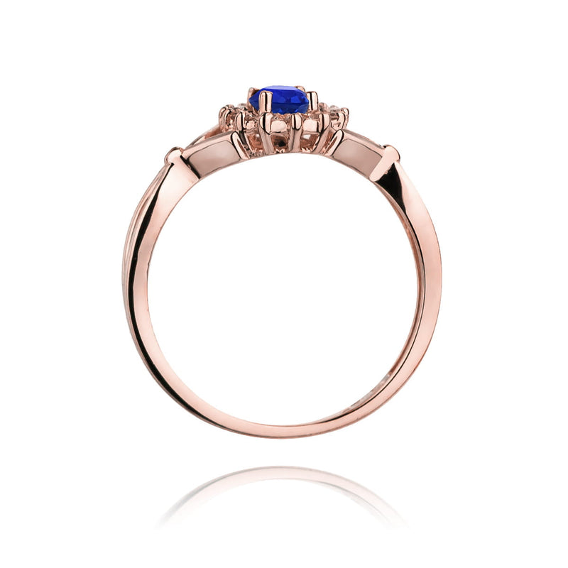 Inel Aur 14K cu Safir 0.70 ct si Diamante Naturale 0.12 ct, imaginea 10 din 11