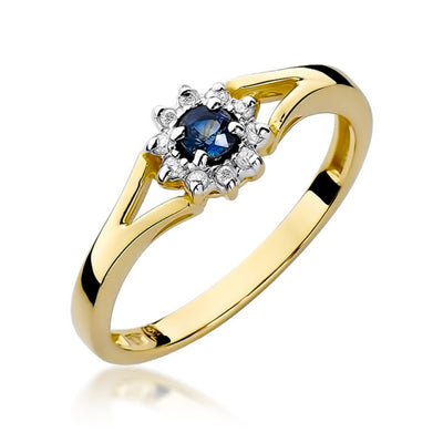 Inel Aur 14K cu Safir 0.15 ct si Diamante Naturale 0.09 ct