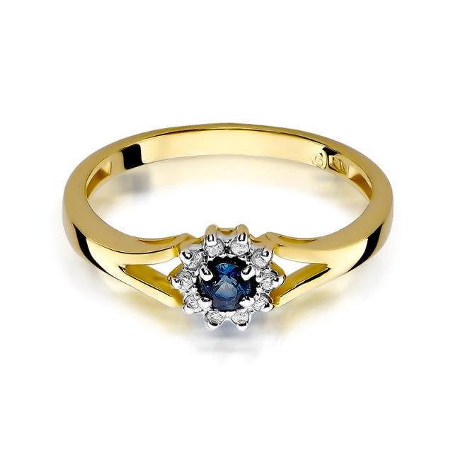 Inel Aur 14K cu Safir 0.15 ct si Diamante Naturale 0.09 ct, imaginea 2 din 8