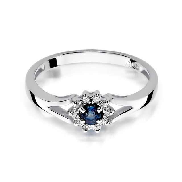 Inel Aur 14K cu Safir 0.15 ct si Diamante Naturale 0.09 ct, imaginea 3 din 8
