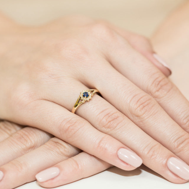 Inel Aur 14K cu Safir 0.15 ct si Diamante Naturale 0.09 ct, imaginea 4 din 8