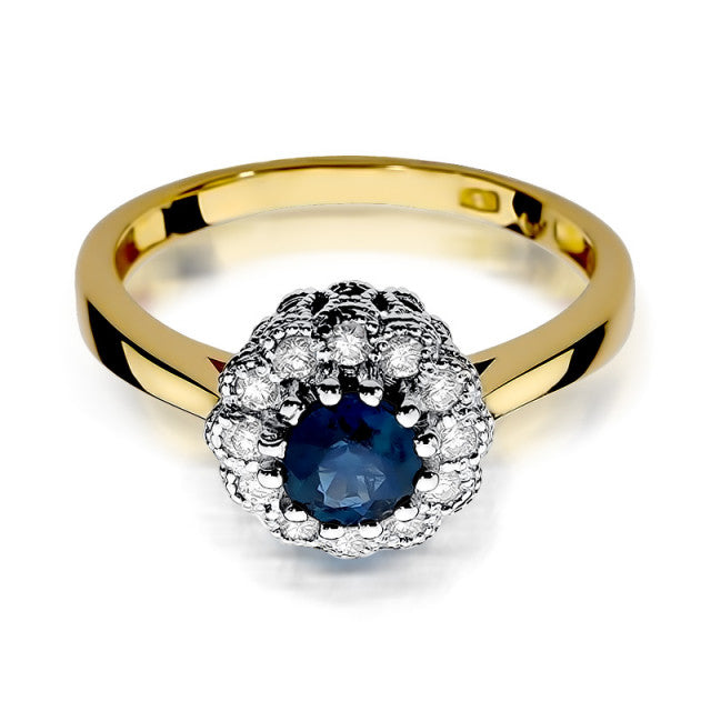 Inel Aur 14K cu Safir 0.50 ct si Diamante Naturale 0.17 ct, imaginea 3 din 8