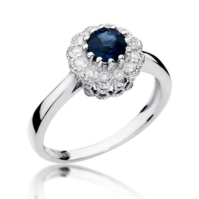 Inel Aur 14K cu Safir 0.50 ct si Diamante Naturale 0.17 ct, imaginea 5 din 8