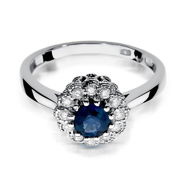 Inel Aur 14K cu Safir 0.50 ct si Diamante Naturale 0.17 ct, imaginea 6 din 8