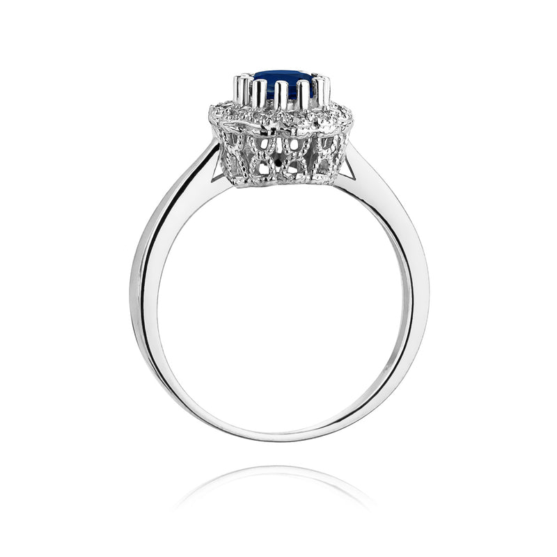 Inel Aur 14K cu Safir 0.50 ct si Diamante Naturale 0.17 ct, imaginea 7 din 8