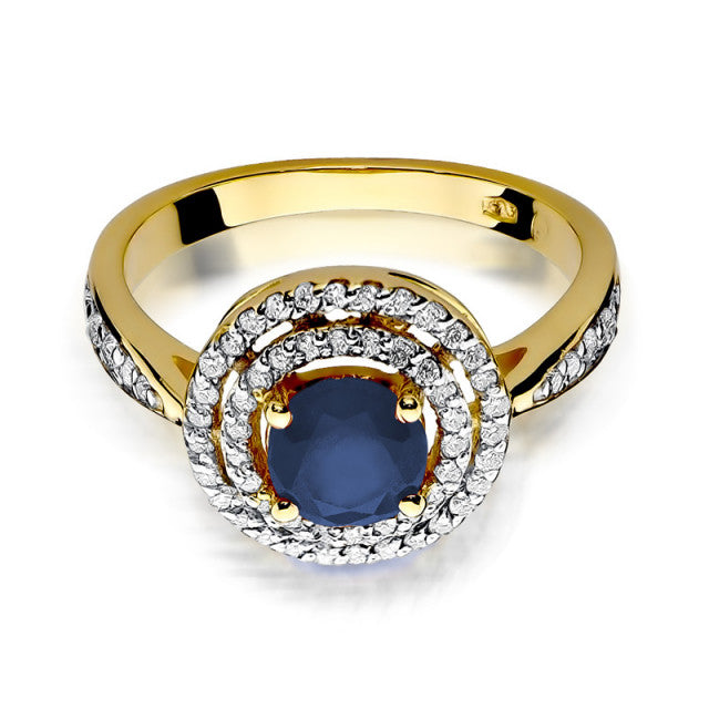 Inel Aur 14K cu Safir 1.00 ct si Diamante Naturale 0.37 ct, imaginea 2 din 9