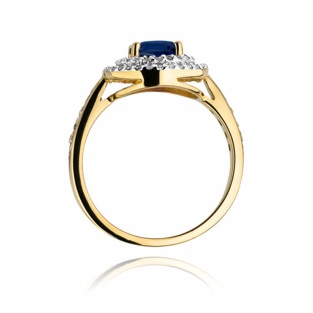 Inel Aur 14K cu Safir 1.00 ct si Diamante Naturale 0.37 ct, imaginea 3 din 9