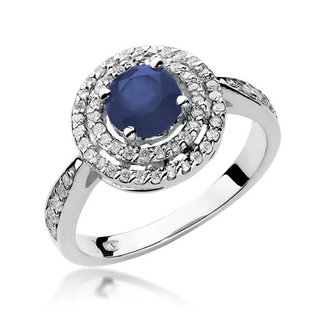 Inel Aur 14K cu Safir 1.00 ct si Diamante Naturale 0.37 ct, imaginea 5 din 9