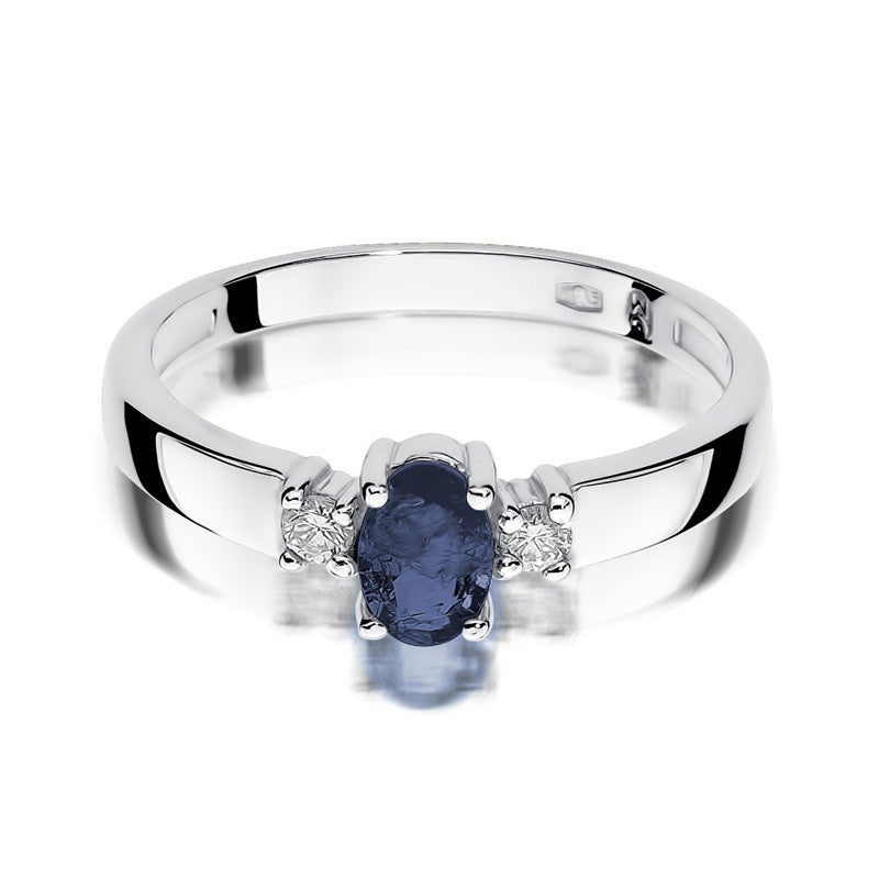 Inel Aur 14K cu Safir 0.70 ct si Diamante Naturale 0.08 ct, imaginea 6 din 10