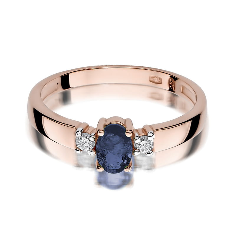Inel Aur 14K cu Safir 0.70 ct si Diamante Naturale 0.08 ct, imaginea 9 din 10